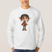 ビックリングガールクリスマス小妖精や小人メンズティー Tシャツ (正面)
