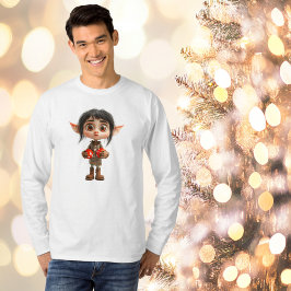 ビックリングガールクリスマス小妖精や小人メンズティー Tシャツ