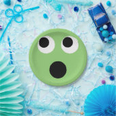 ビックリ顔グリーンエモティコン絵文字紙プレート ペーパープレート (パーティー)