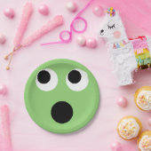 ビックリ顔グリーンエモティコン絵文字紙プレート ペーパープレート (パーティー)