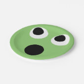 ビックリ顔グリーンエモティコン絵文字紙プレート ペーパープレート (アングル)