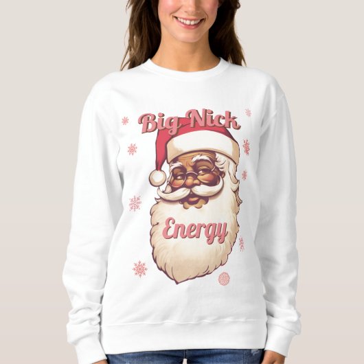 ビッグおもしろいニックエナジーアフリカンサンタ スウェットシャツ (正面)