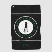 ビッグおもしろいパット女子モダンブラックグリーン ゴルフタオル (正面)