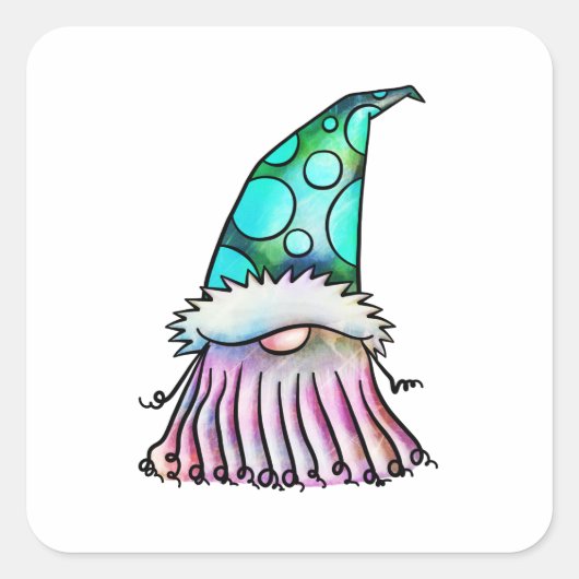 ビッグおもしろいヒゲ水カラーガーデン格言 スクエアシール (正面)