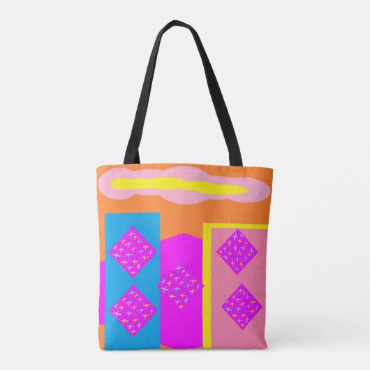 ビッグおもしろいピンクレモンロゴメッセージ付き トートバッグ (裏面)