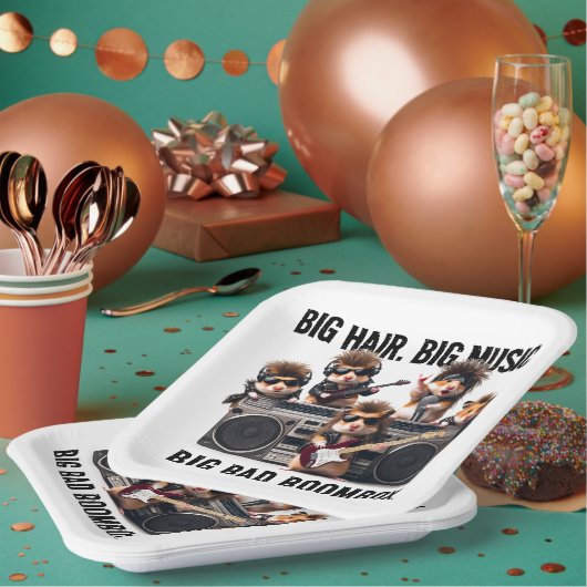 ビッグおもしろいヘアミュージックボームボックスハムスタースーパーグループ ペーパープレート (複数)