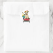 ビッグおもしろい・ドッグがビーチに向かう ラウンドシール (バッグ)