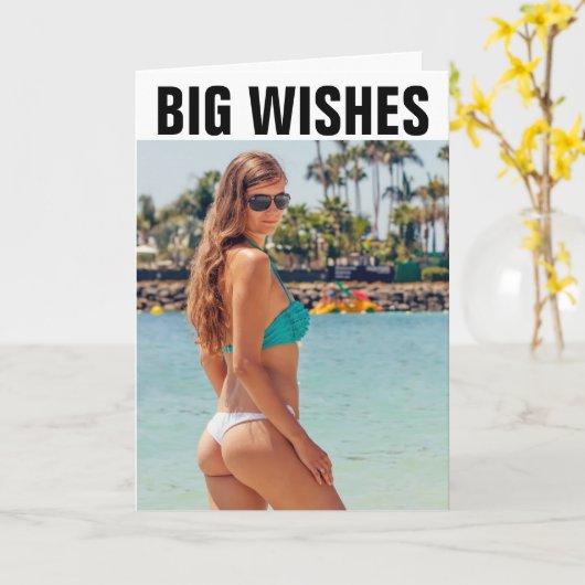 ビッグお尻ビッグ誕生日は彼おもしろいのためにカードを願う カード (黄色い花)