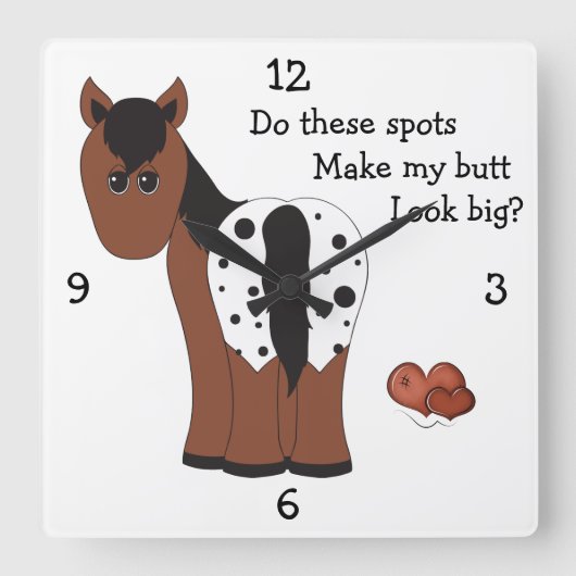 ビッグお尻ピーホースの壁時計 スクエア壁時計 (正面)