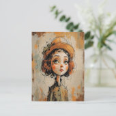 ビッグお洒落アイガールポートレートレディーインハットアート シーズンポストカード (スタンド正面)