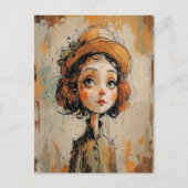 ビッグお洒落アイガールポートレートレディーインハットアート シーズンポストカード (正面)