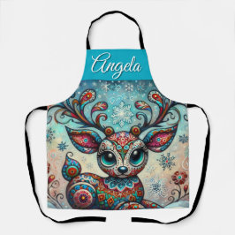 ビッグお洒落アイズクリスマストナカイフォークアート エプロン