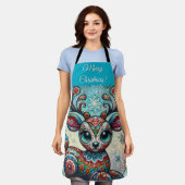 ビッグお洒落アイズクリスマストナカイフォークアート エプロン (着用した状態)