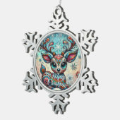 ビッグお洒落アイズクリスマストナカイフォークアート スノーフレークピューターオーナメント (右)