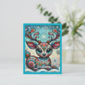 ビッグお洒落アイズクリスマストナカイフォークアート ポストカード (スタンド正面)