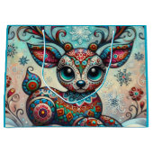 ビッグお洒落アイズクリスマストナカイフォークアート ラージペーパーバッグ (正面)