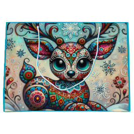 ビッグお洒落アイズクリスマストナカイフォークアート ラージペーパーバッグ