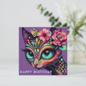 ビッグお洒落アイレトロディーバキャット誕生日カード (スタンド正面)