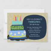 ビッグお誕生日ケーキの誕生日少年 招待状 (正面)