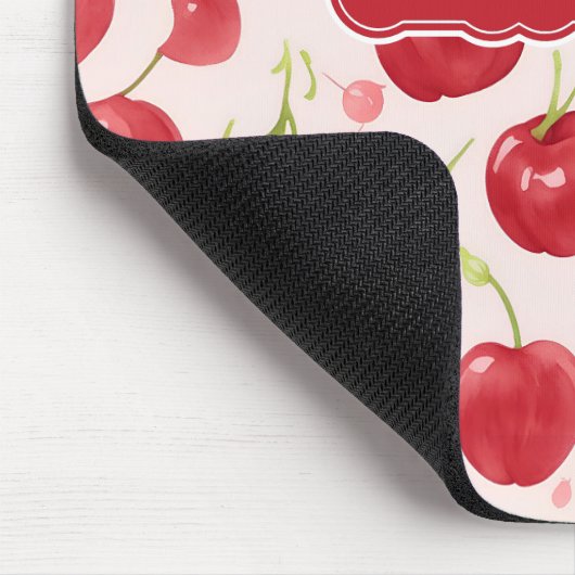 ビッグさくらんぼウォーターカラーカラフルペルソナリズパターン マウスパッド (コーナー)