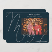 ビッグはっきりしたおもしろいネイビーブルースクリプトホメリーリデイ シーズンカード (正面/裏面)