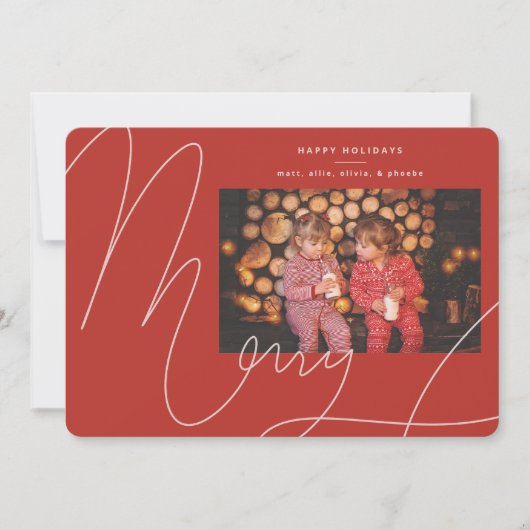 ビッグはっきりしたおもしろいレッドオレンジスクリプトホリメリーデイ シーズンカード (正面)