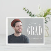 ビッグはっきりしたグラード |ホワイト文字写真卒業パーティー 招待状 (スタンド正面)