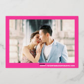 ビッグはっきりしたデイトホットピンクレトロホイル実在ス結婚ズ 箔招待状 (裏面)