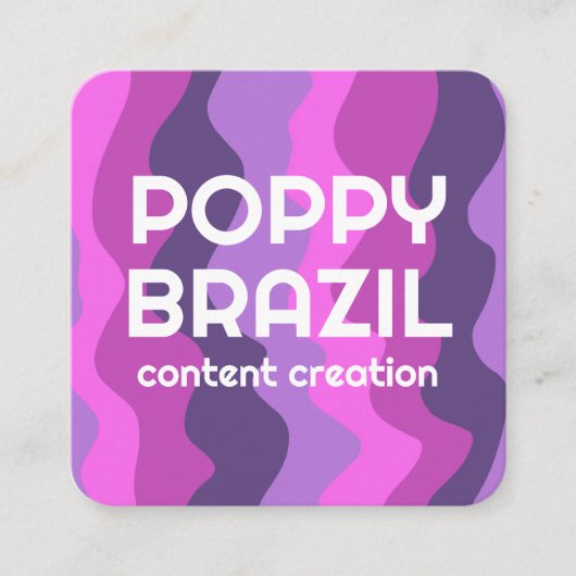 ビッグはっきりしたレトロ曲線波状ストライプ波形ピンク スクエア名刺 (正面)