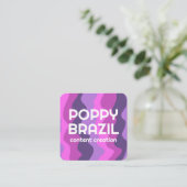 ビッグはっきりしたレトロ曲線波状ストライプ波形ピンク スクエア名刺 (スタンド正面)