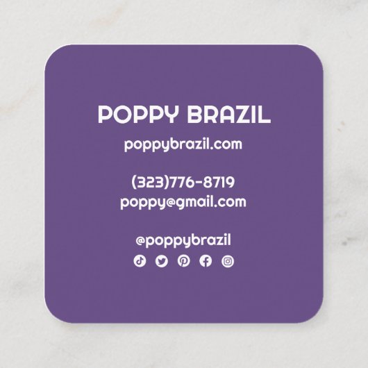 ビッグはっきりしたレトロ曲線波状ストライプ波形ピンク スクエア名刺 (裏面)