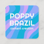 ビッグはっきりしたレトロ曲線波状ストライプ波形ブライト スクエア名刺 (正面)