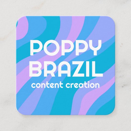 ビッグはっきりしたレトロ曲線波状ストライプ波形ブライト スクエア名刺 (正面)