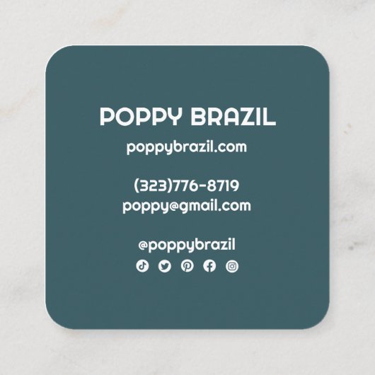 ビッグはっきりしたレトロ湾曲ウェーストライプブティール（緑がかった色） スクエア名刺 (裏面)