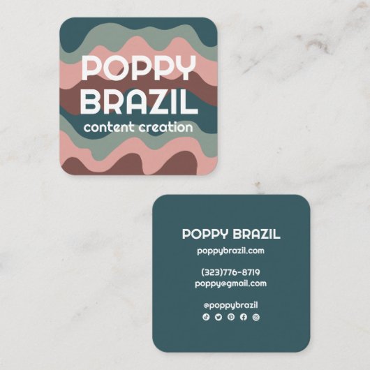 ビッグはっきりしたレトロ湾曲ウェーストライプブティール（緑がかった色） スクエア名刺 (正面/裏面)