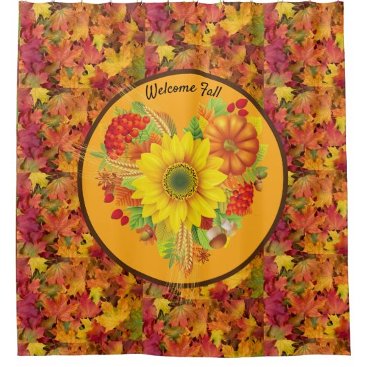 ビッグはっきりした紅葉秋のメープル葉の風景 シャワーカーテン (正面)