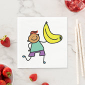 ビッグよくはしゃぐイエローバナナを持つ子供 スタンダードランチョンナプキン (インサイチュ)