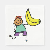ビッグよくはしゃぐイエローバナナを持つ子供 スタンダードランチョンナプキン (正面)
