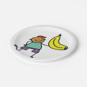 ビッグよくはしゃぐイエローバナナを持つ子供 ペーパープレート (アングル)