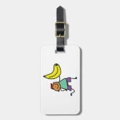 ビッグよくはしゃぐイエローバナナを持つ子供 ラゲッジタグ (正面縦)