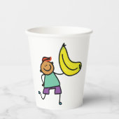 ビッグよくはしゃぐイエローバナナを持つ子供 紙コップ (正面)