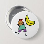 ビッグよくはしゃぐイエローバナナを持つ子供 缶バッジ (正面&裏面)