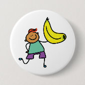 ビッグよくはしゃぐイエローバナナを持つ子供 缶バッジ (正面)