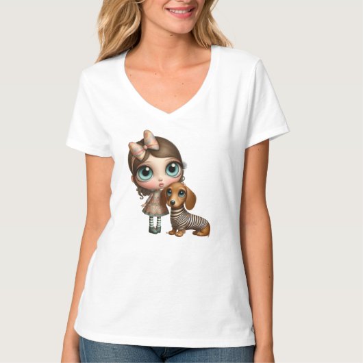 ビッグアイのダックスフント Tシャツ (正面)