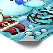 ビッグアイガールクリスマスサンタ小妖精や小人雪可愛い ポスター (角)