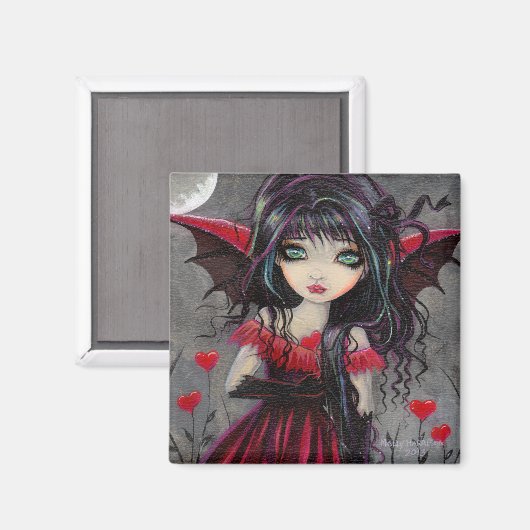 ビッグアイキュート赤いハートゴシック様式ヴァンパイアフェアリーアート マグネット (正面/裏面)
