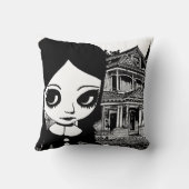 ビッグアイゴシックガールハウス幽霊のよく出るオリジナルアート クッション (裏面)
