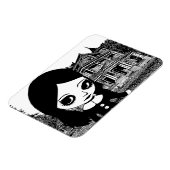 ビッグアイゴシックガールハウス幽霊のよく出るオリジナルアート マグネット (左側)