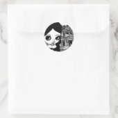 ビッグアイゴシックガールハウス幽霊のよく出るオリジナルアート ラウンドシール (バッグ)