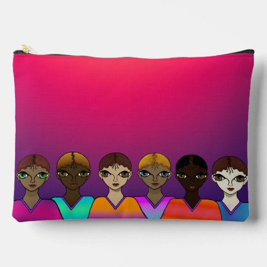 ビッグアイズオレンジ&パープル アクセサリーポーチ (正面)